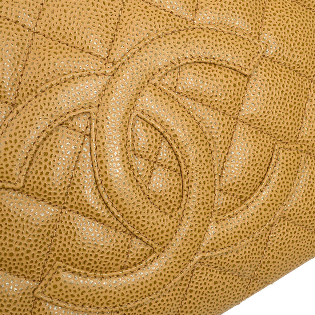 CHANEL 2003-2004 Hobo Bag Beige Caviar