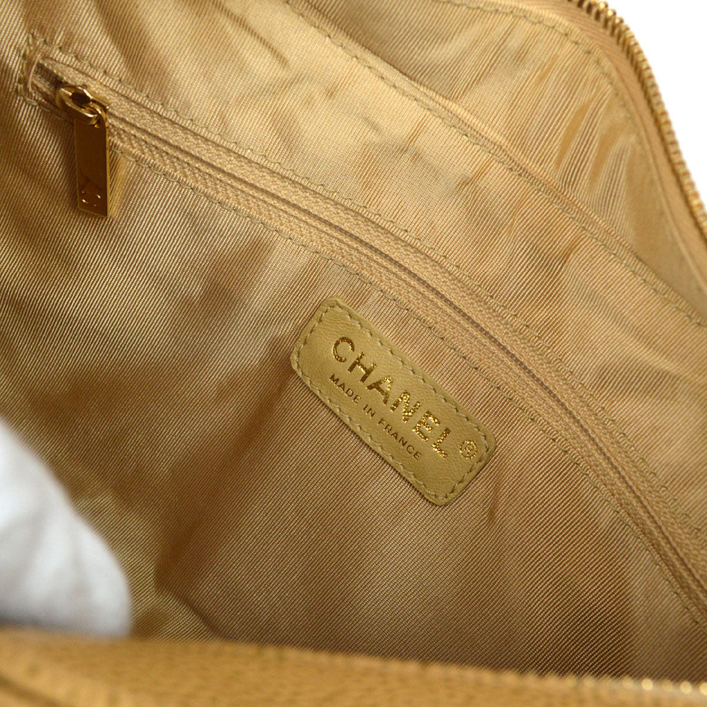 CHANEL 2003-2004 Hobo Bag Beige Caviar