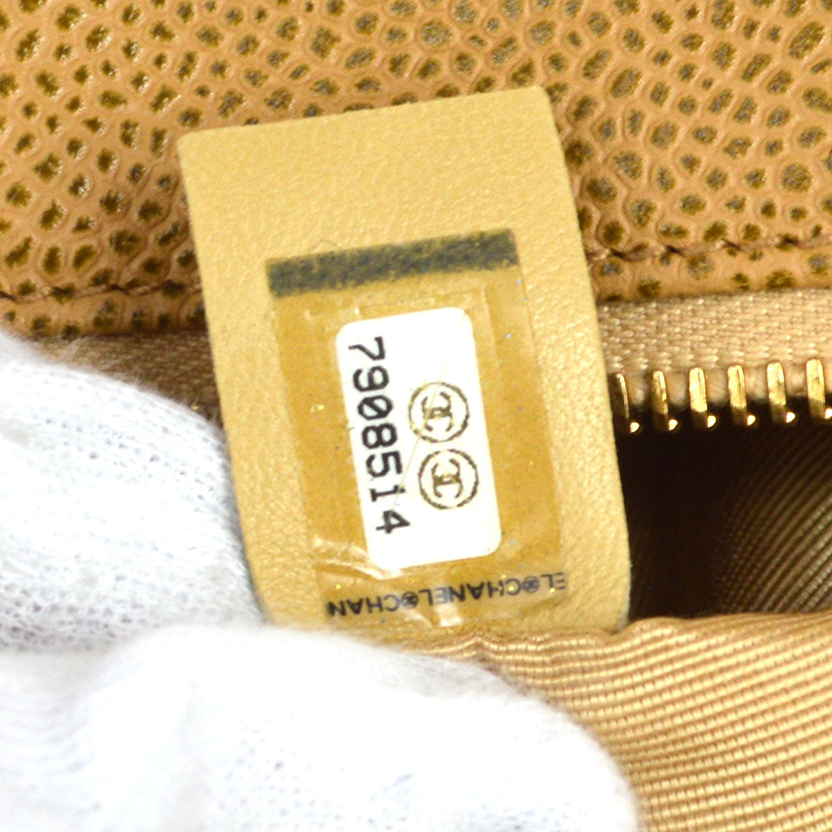 CHANEL 2003-2004 Hobo Bag Beige Caviar