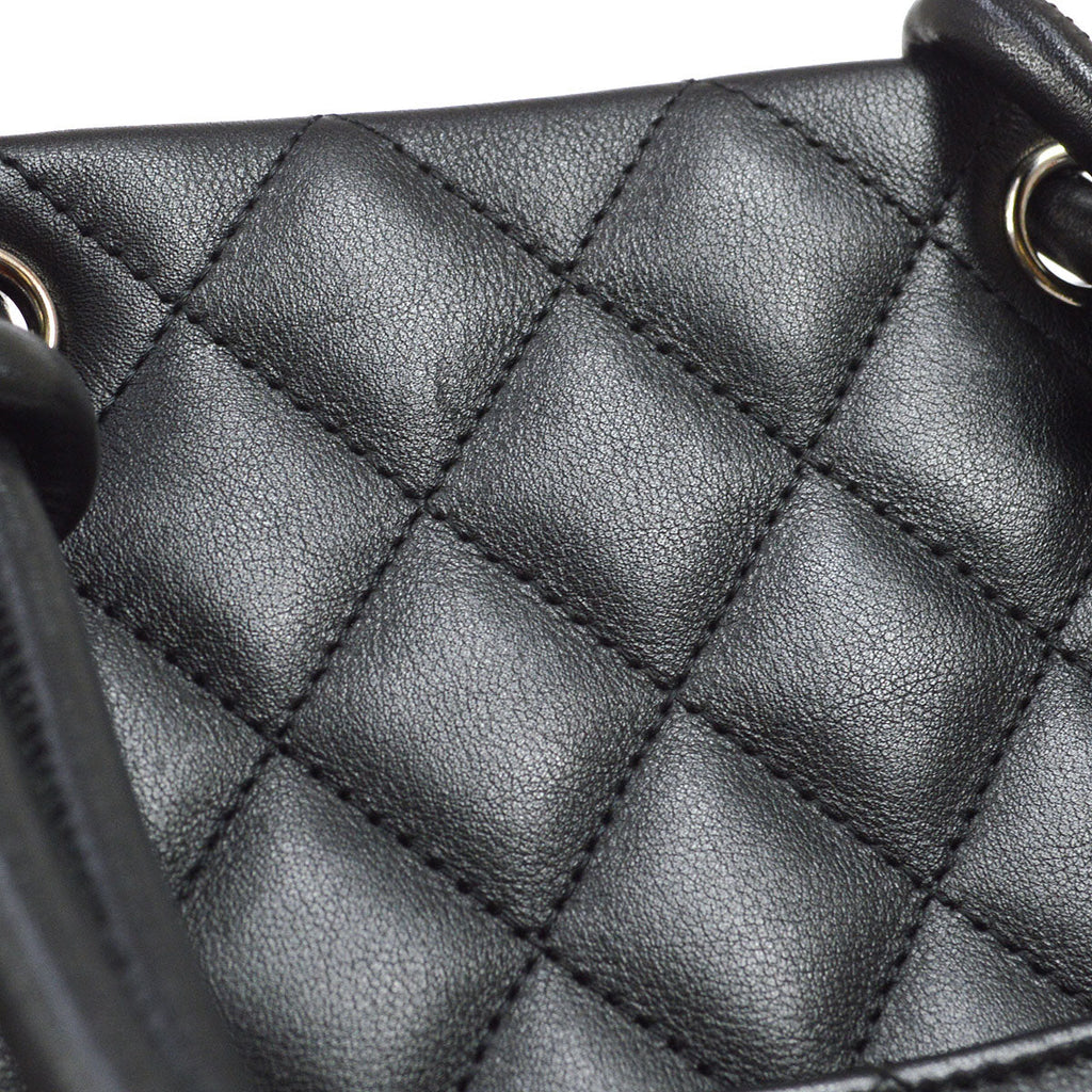 CHANEL 2004-2005 Cambon Ligne Tote Bag Black Calfskin