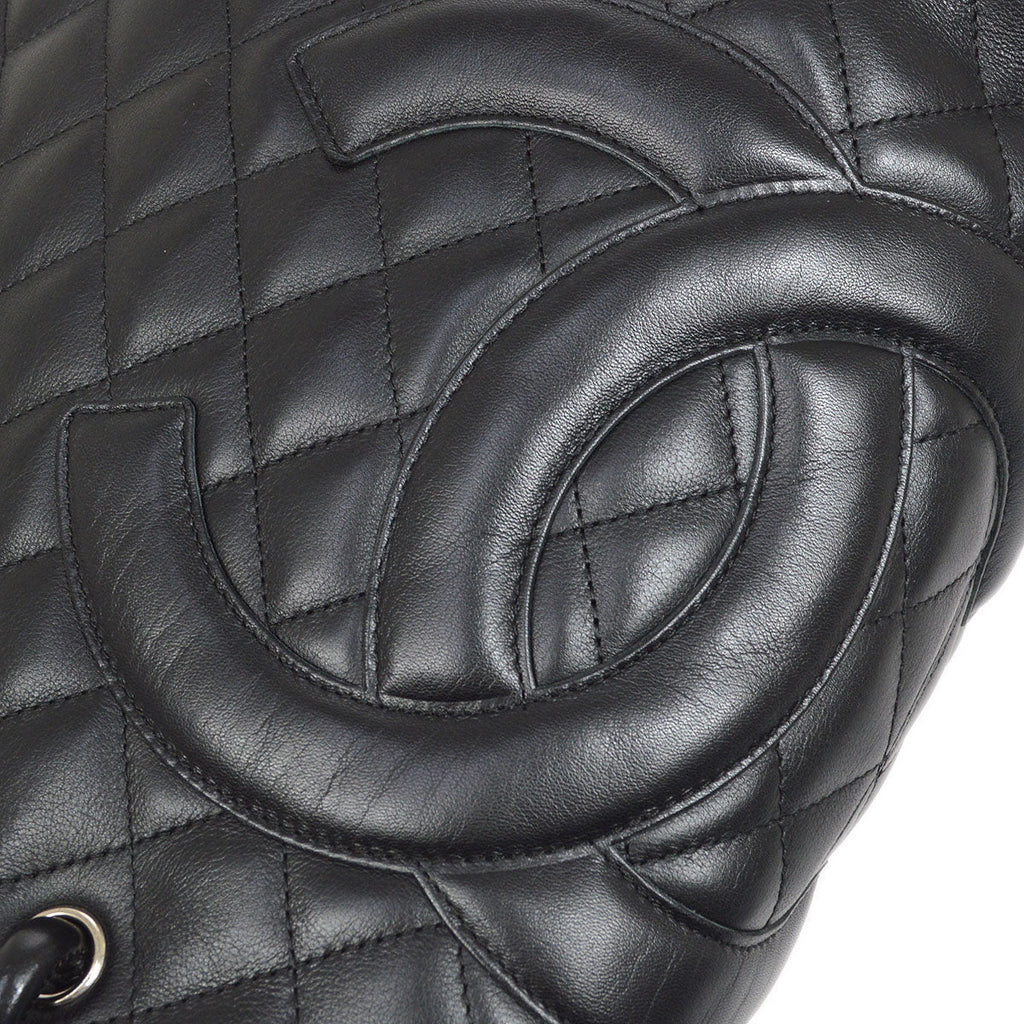 CHANEL 2004-2005 Cambon Ligne Tote Bag Black Calfskin