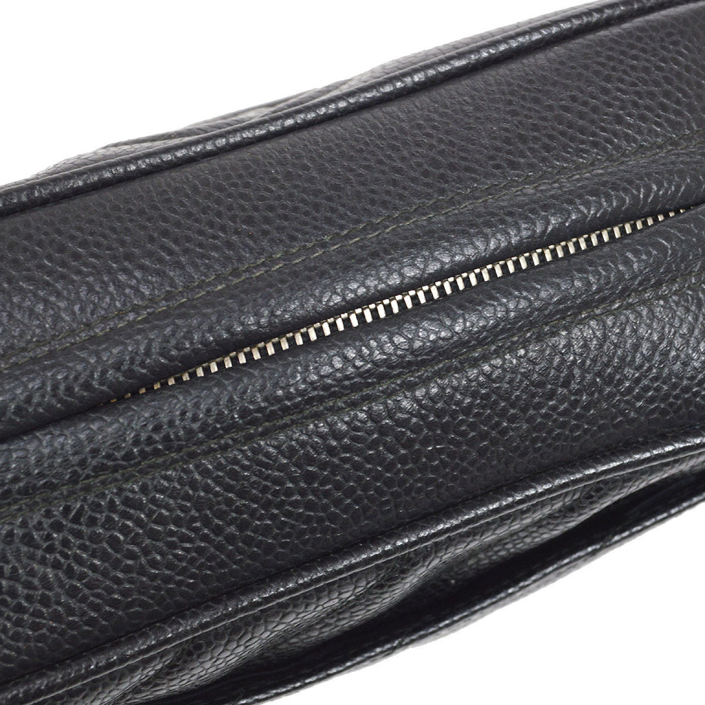 CHANEL 1991-1994 Diagonal Camera Bag Mini Black Caviar