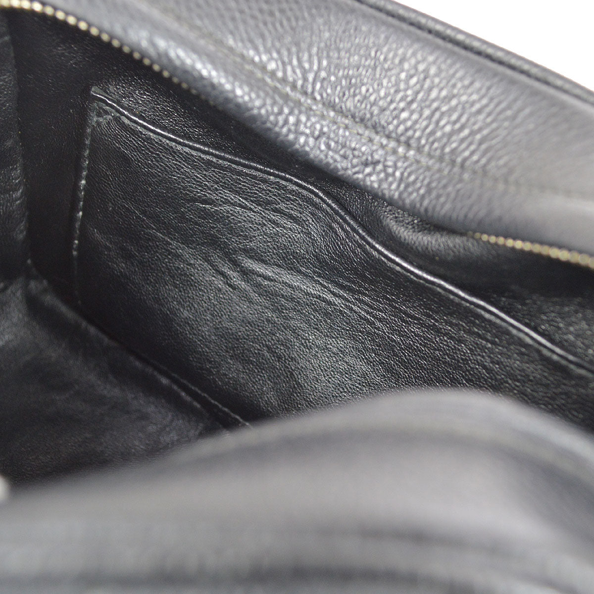 CHANEL 1991-1994 Diagonal Camera Bag Mini Black Caviar