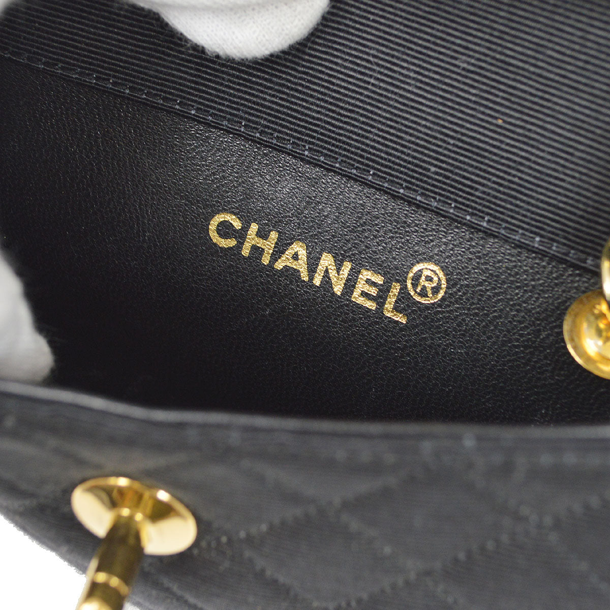 CHANEL 1989-1991 Straight Flap Bag Micro Sellier Black Canvas
