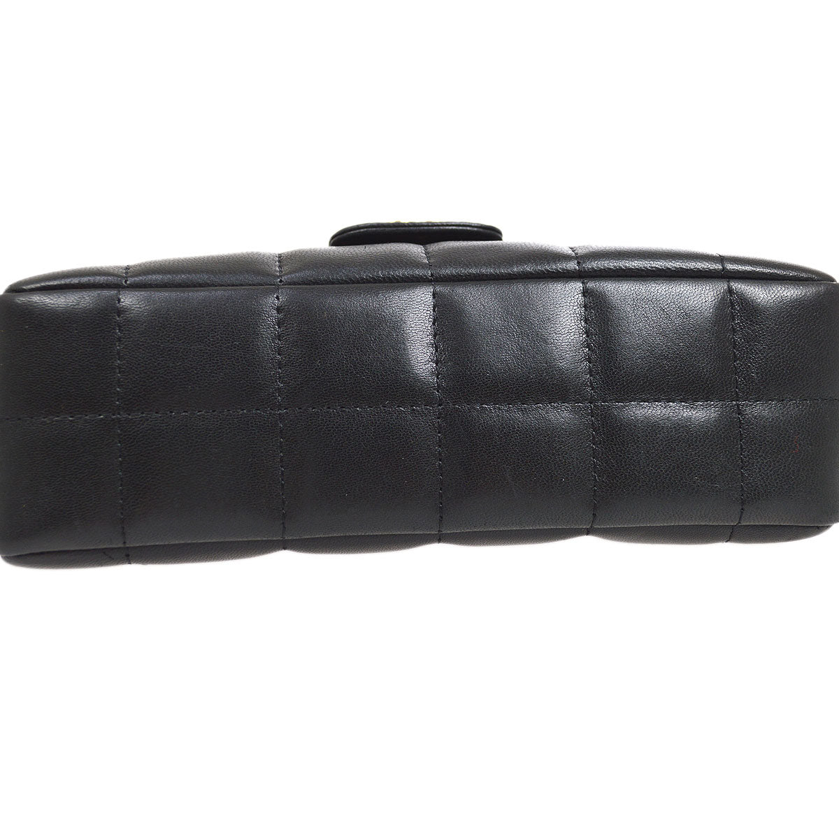CHANEL 2008-2009 Camellia Choco Bar Flap Bag Mini Black Lambskin