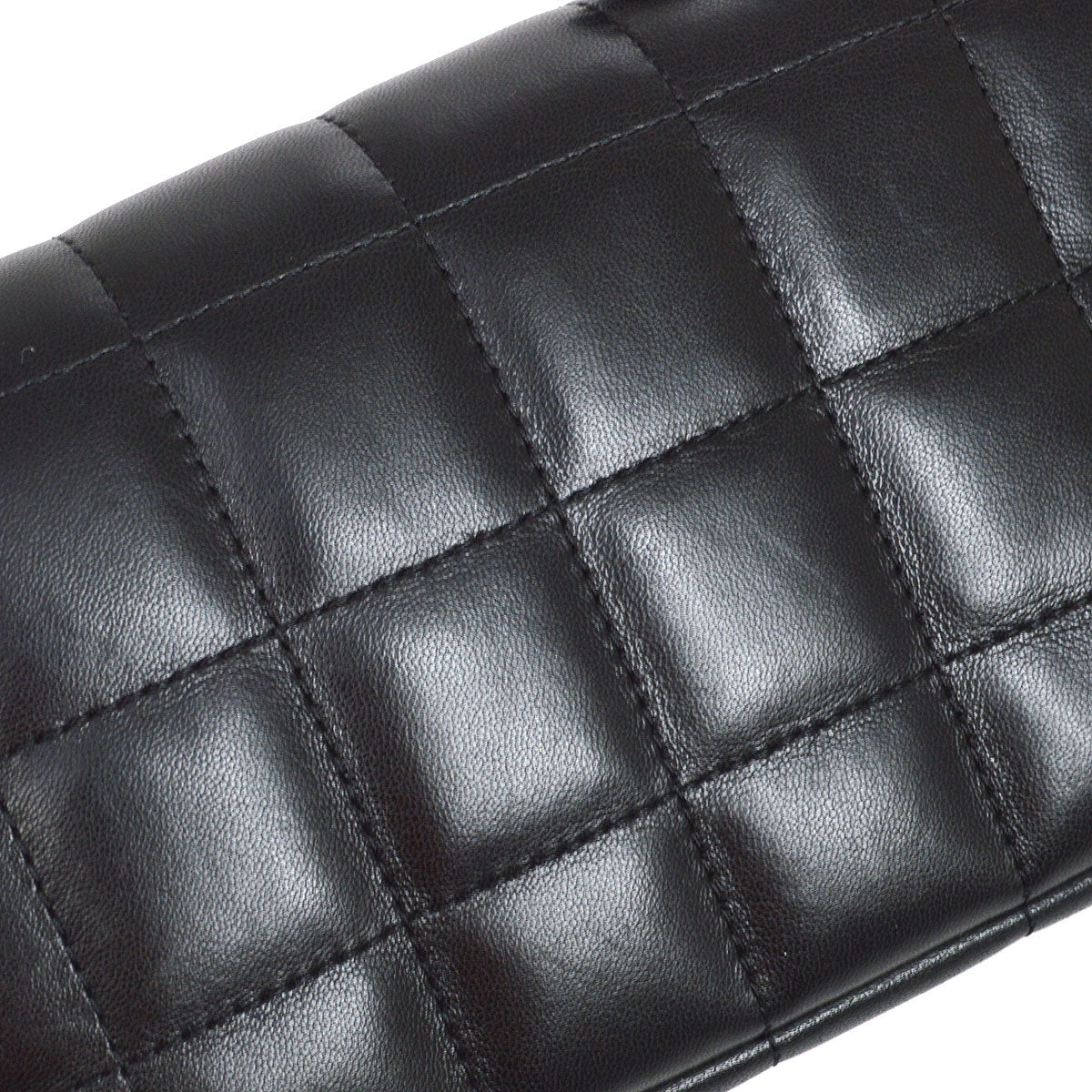 CHANEL 2008-2009 Camellia Choco Bar Flap Bag Mini Black Lambskin