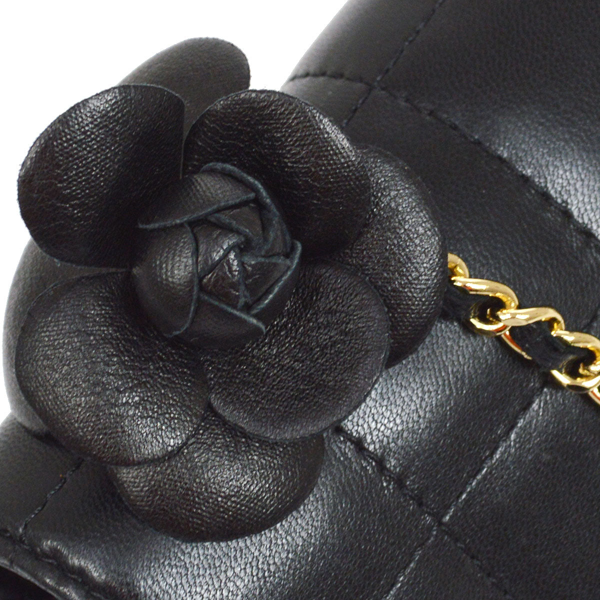 CHANEL 2008-2009 Camellia Choco Bar Flap Bag Mini Black Lambskin
