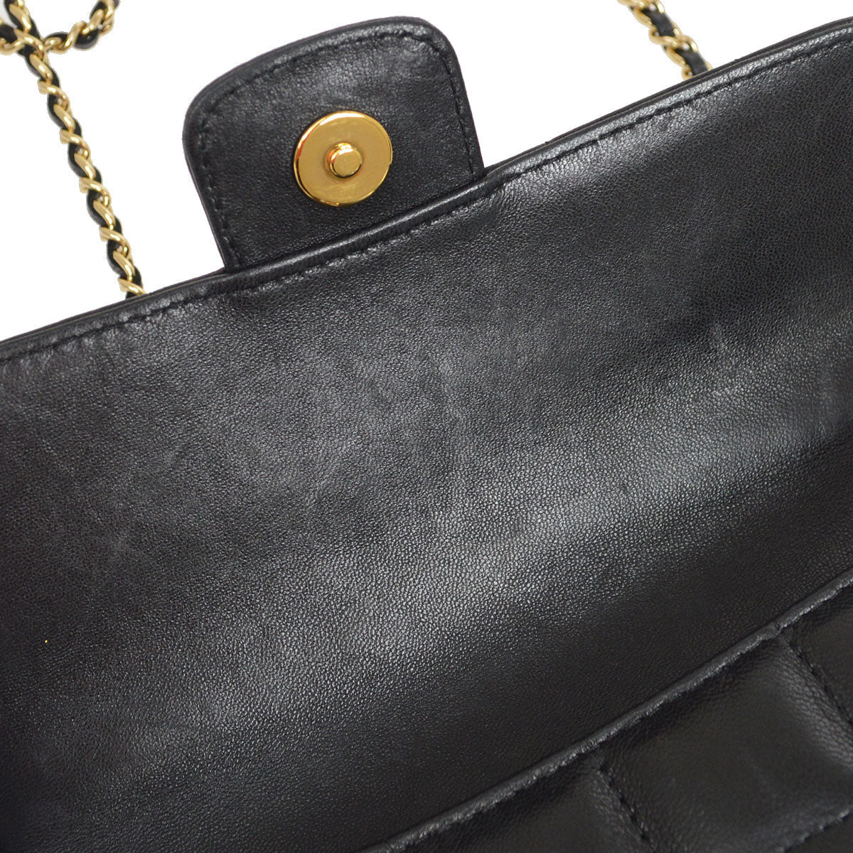 CHANEL 2008-2009 Camellia Choco Bar Flap Bag Mini Black Lambskin
