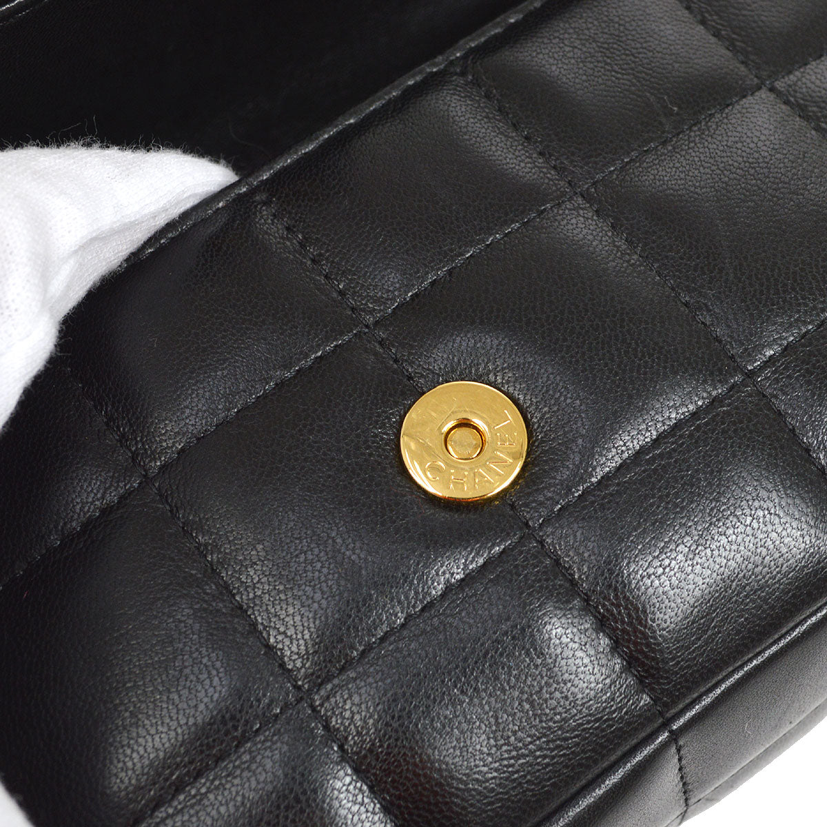 CHANEL 2008-2009 Camellia Choco Bar Flap Bag Mini Black Lambskin