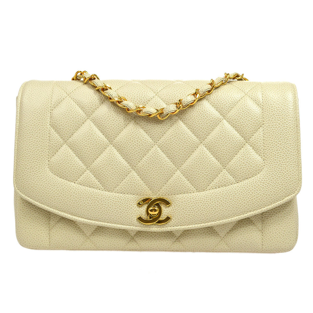 CHANEL * 1994-1996 Diana Flap Medium Ivory Caviar