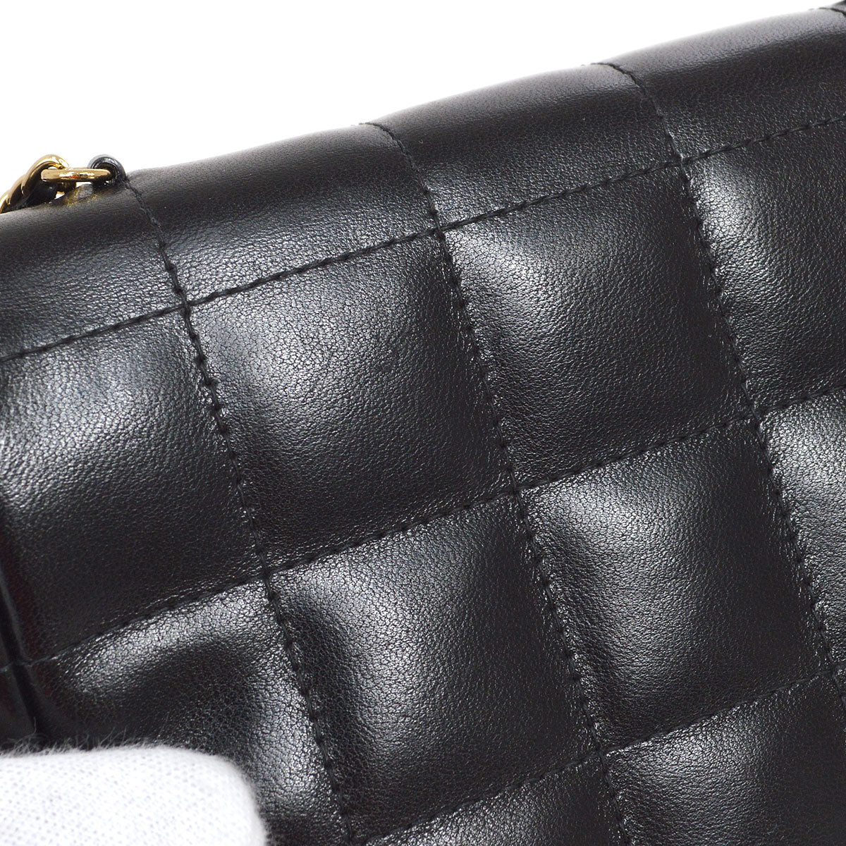 CHANEL 2003-2004 Camellia Choco Bar Shoulder Bag Mini Black Lambskin