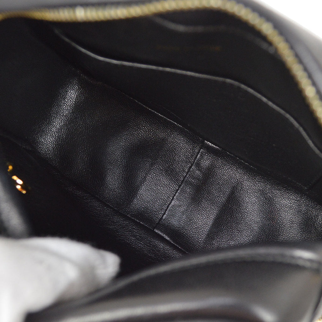 CHANEL 1991-1994 Chevron Pocket Camera Bag Mini Black Lambskin