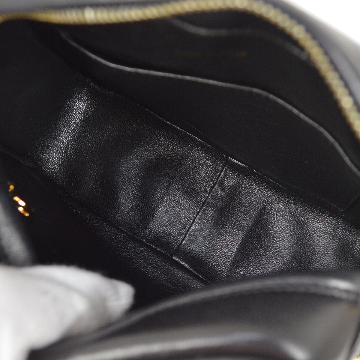 CHANEL 1991-1994 Chevron Pocket Camera Bag Mini Black Lambskin