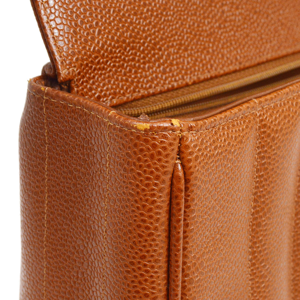 CHANEL 1994-1996 Vertical Top Handle Bag Brown Caviar