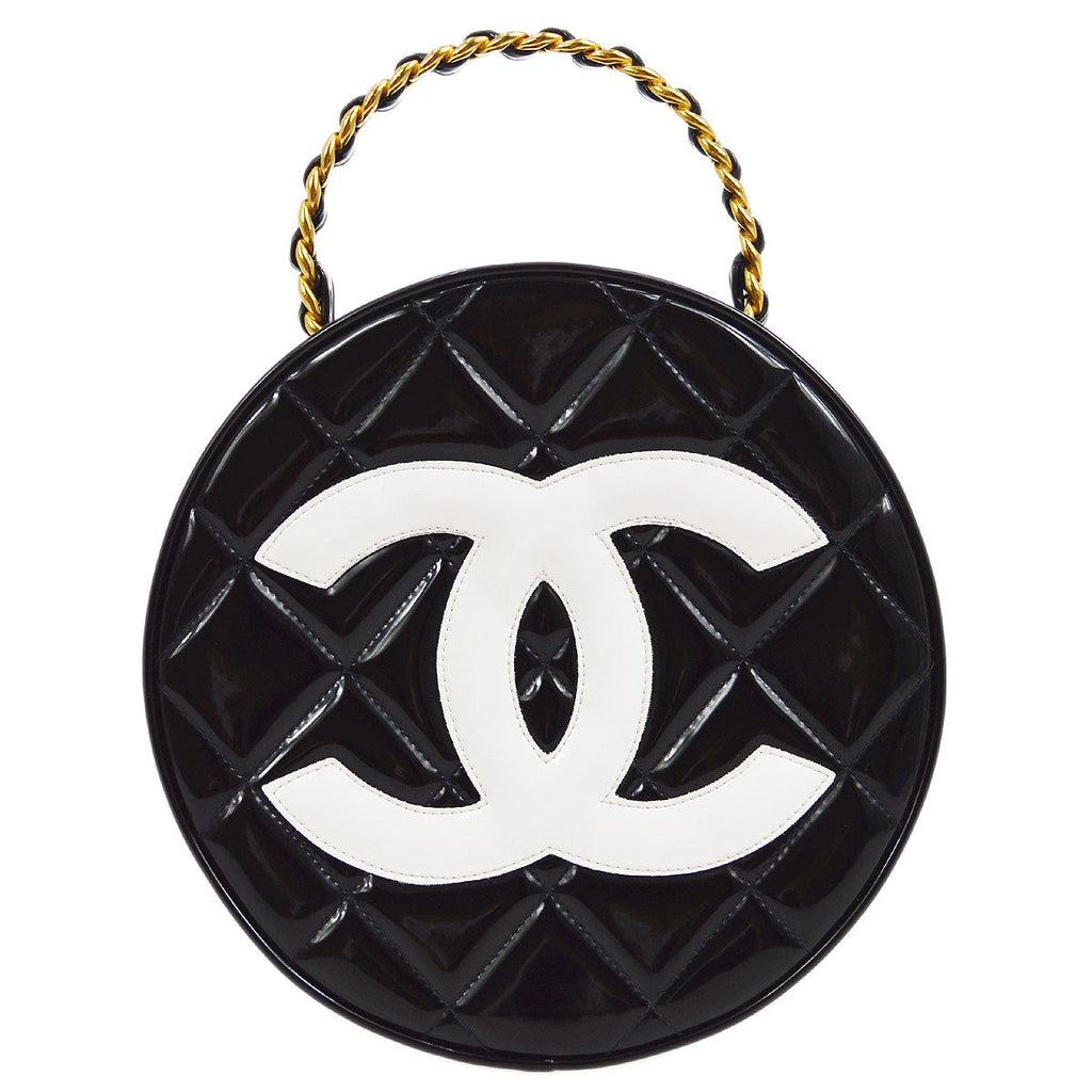 CHANEL 1994-1996 Round Vanity Handbag Black