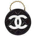 CHANEL 1994-1996 Round Vanity Handbag Black
