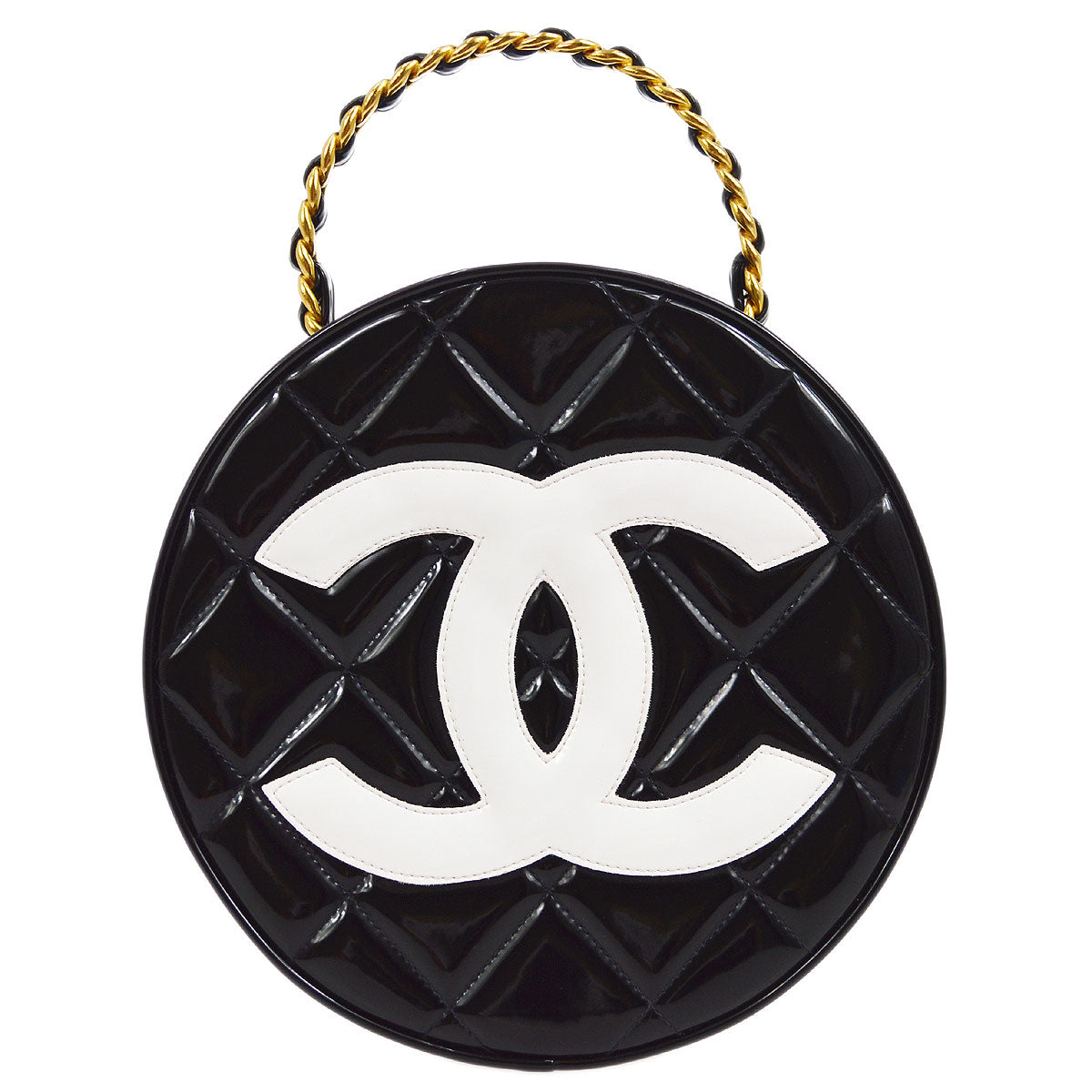 CHANEL 1994-1996 Round Vanity Handbag Black