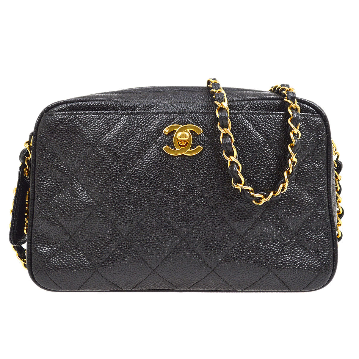 CHANEL 1994-1996 Pocket Camera Bag Small Black Caviar