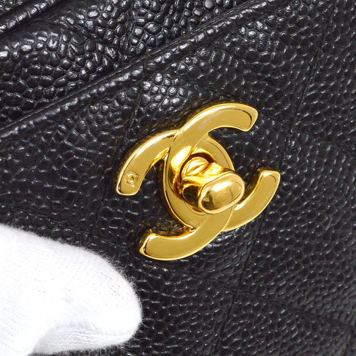 CHANEL 1994-1996 Pocket Camera Bag Small Black Caviar