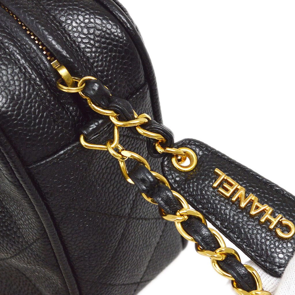 CHANEL 1994-1996 Pocket Camera Bag Small Black Caviar