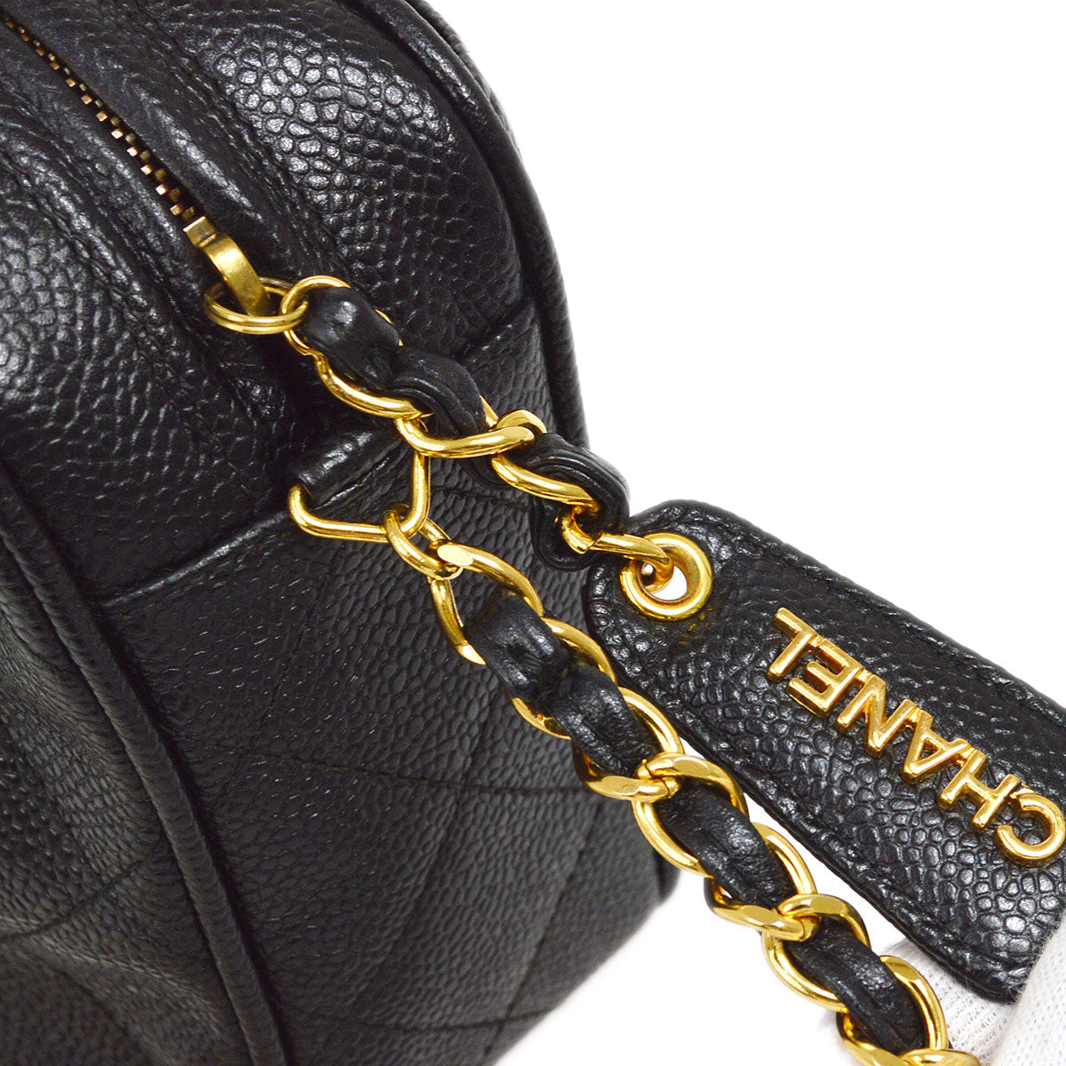 CHANEL 1994-1996 Pocket Camera Bag Small Black Caviar