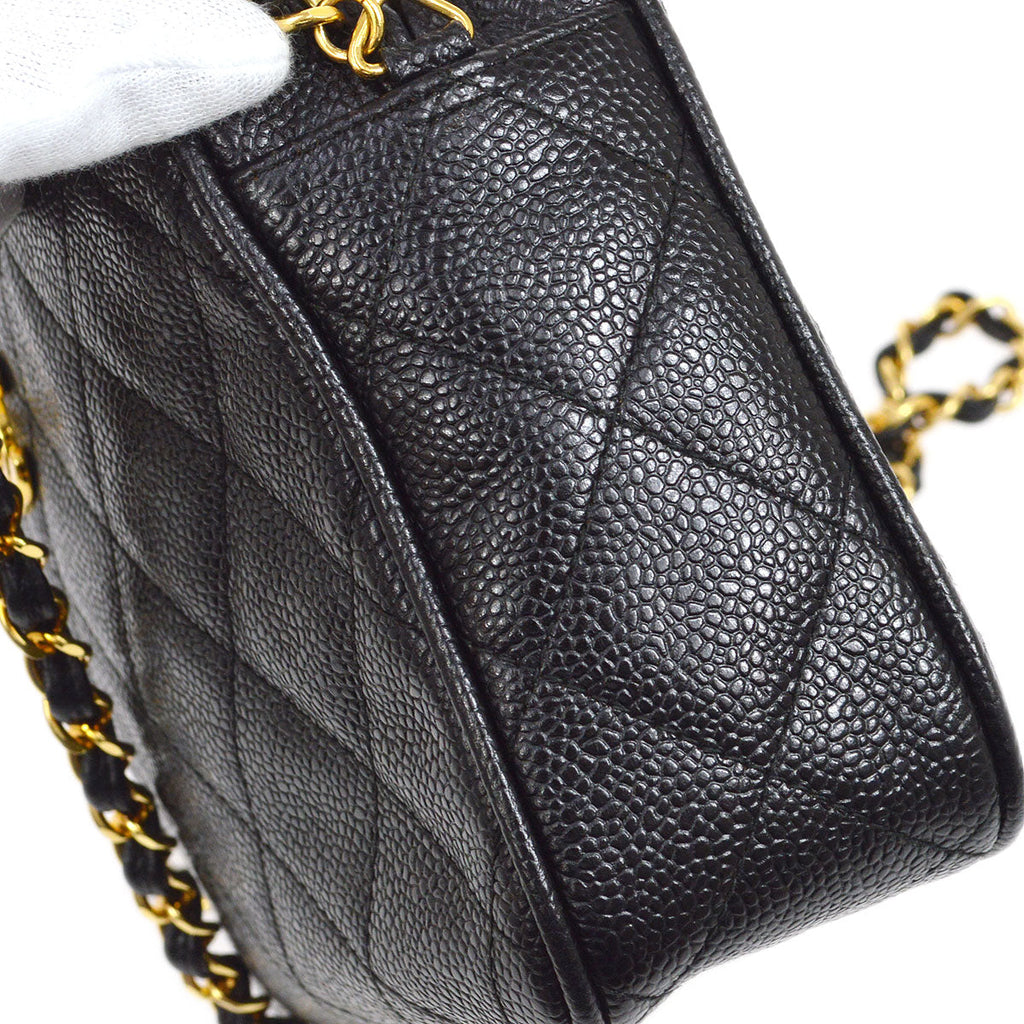 CHANEL 1994-1996 Pocket Camera Bag Small Black Caviar
