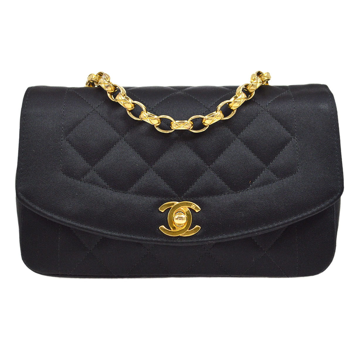 CHANEL 1991-1994 Diana Flap Mini Black Satin
