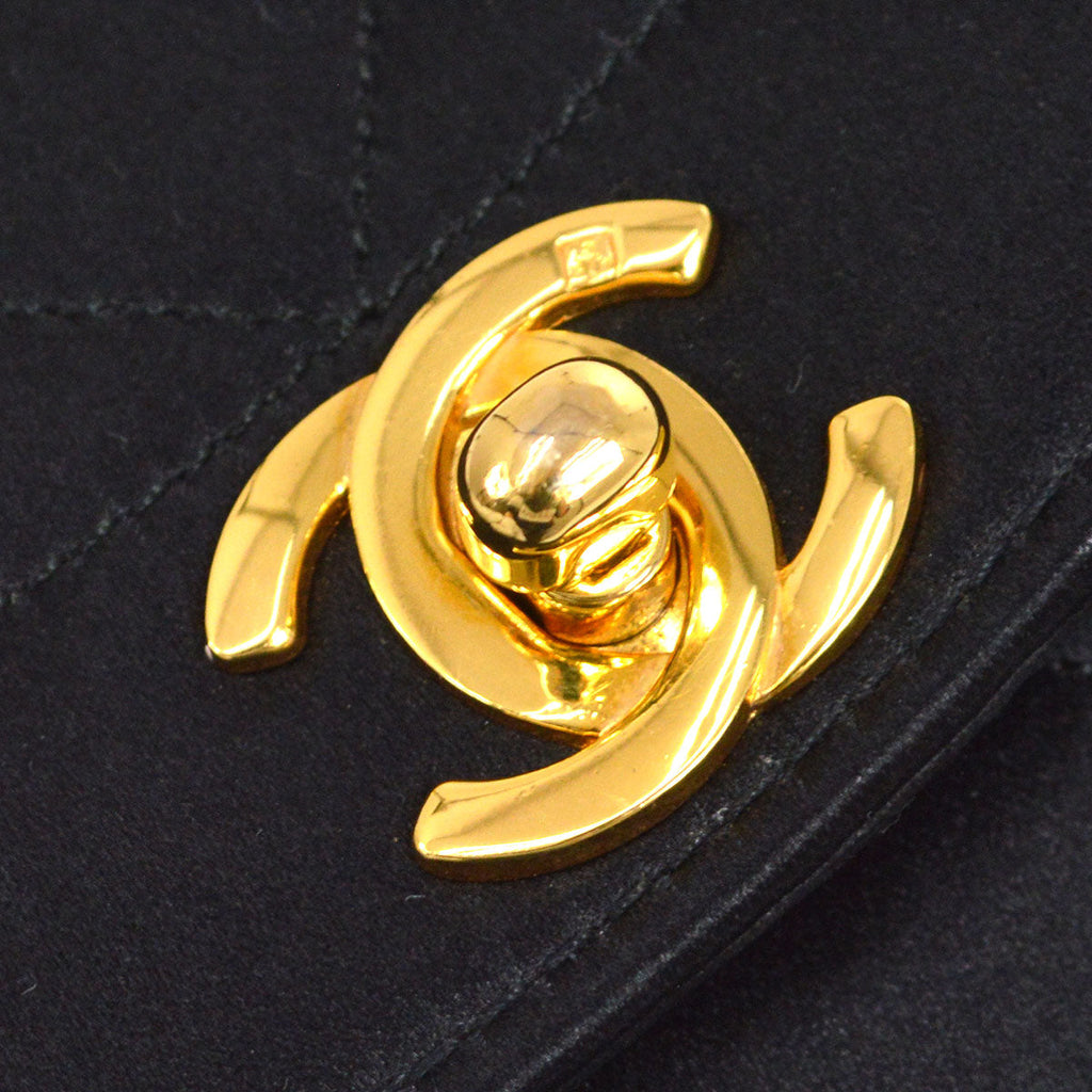 CHANEL 1991-1994 Diana Flap Mini Black Satin