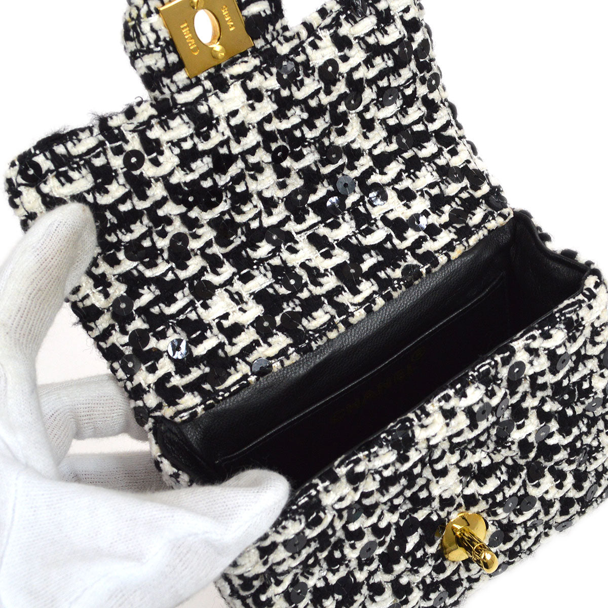 CHANEL * 1991-1994 Classic Flap Handbag Micro Tweed