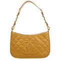 CHANEL 2004-2005 Hobo Bag Beige Caviar