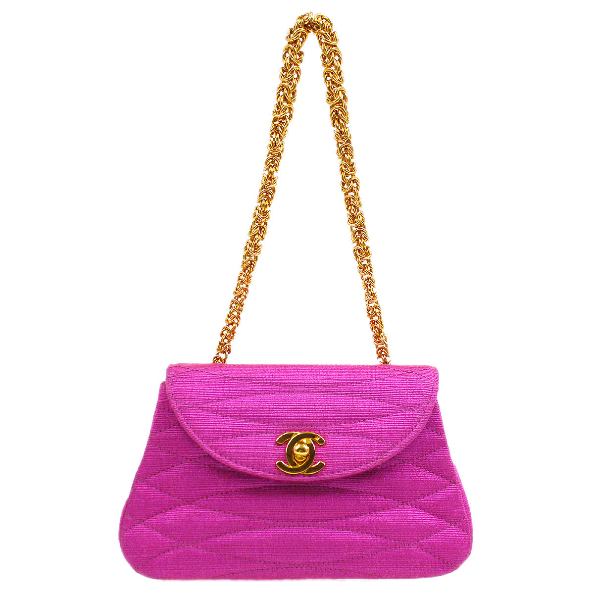 CHANEL 1991-1994 Mini Diagonal Round Flap Handbag