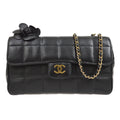 CHANEL 2003-2004 Choco Bar Flap Bag Mini Black Lambskin