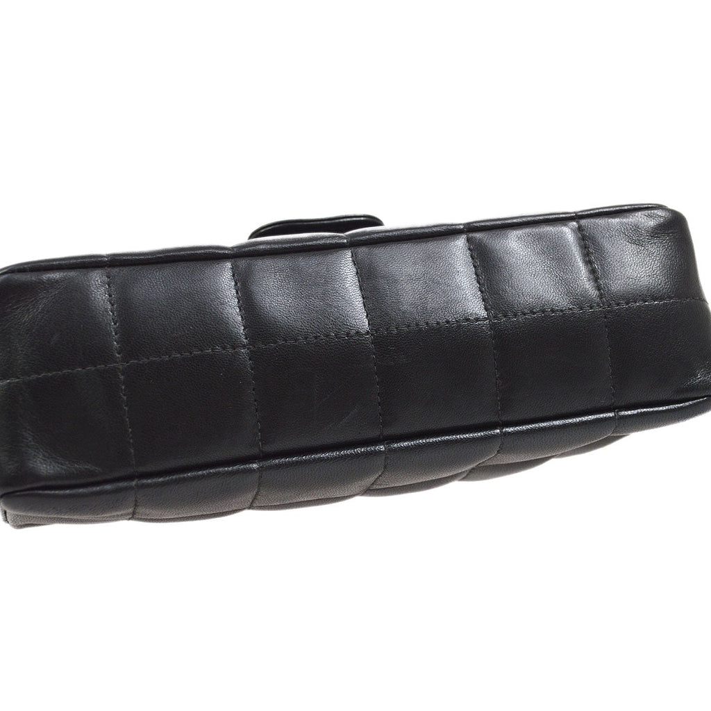 CHANEL 2003-2004 Choco Bar Flap Bag Mini Black Lambskin