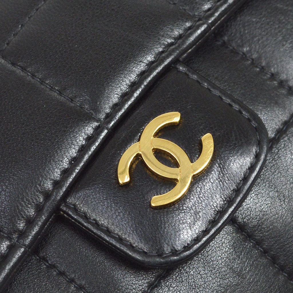 CHANEL 2003-2004 Choco Bar Flap Bag Mini Black Lambskin