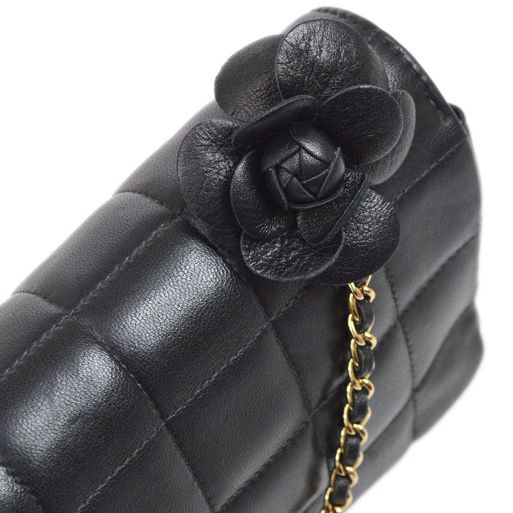 CHANEL 2003-2004 Choco Bar Flap Bag Mini Black Lambskin