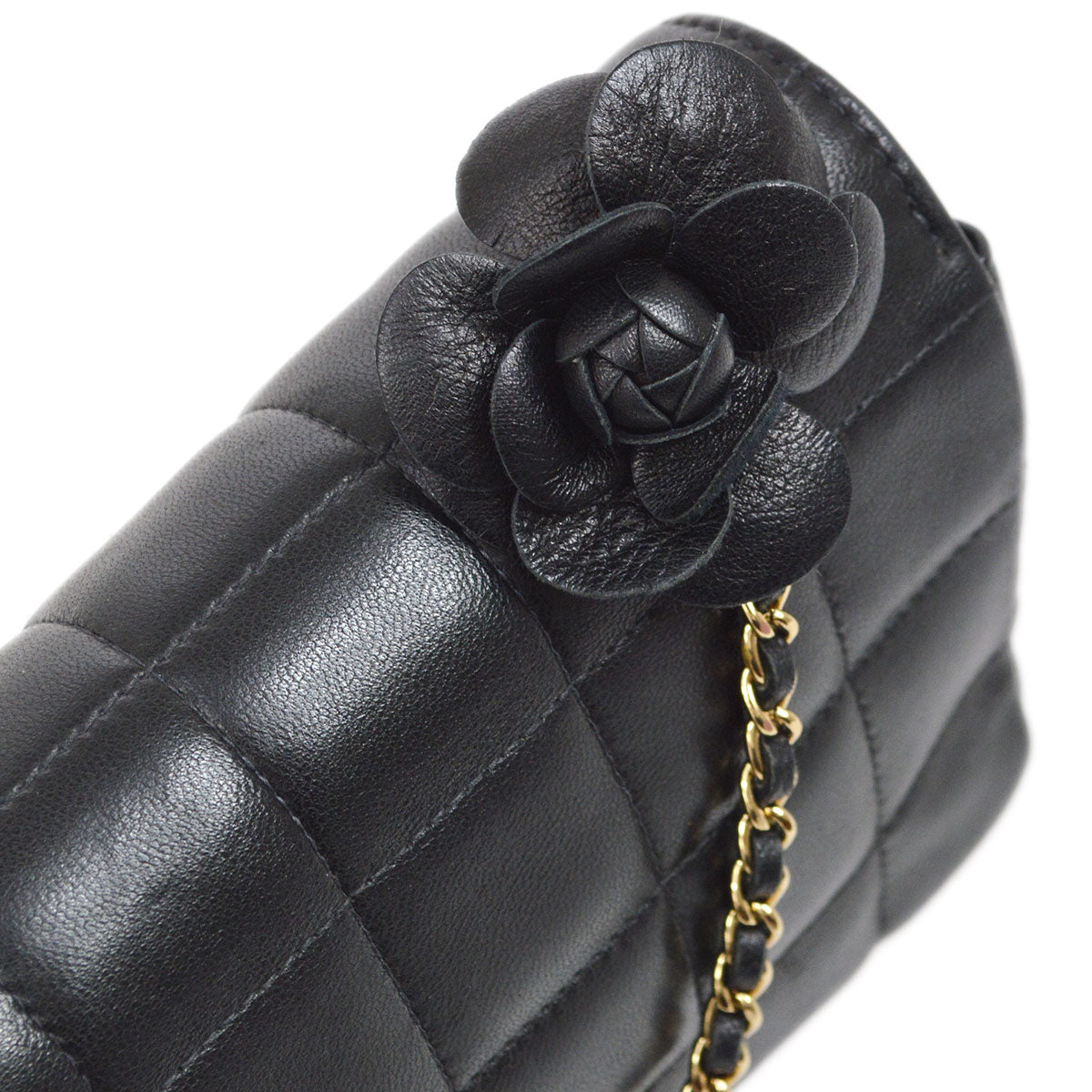 CHANEL 2003-2004 Choco Bar Flap Bag Mini Black Lambskin