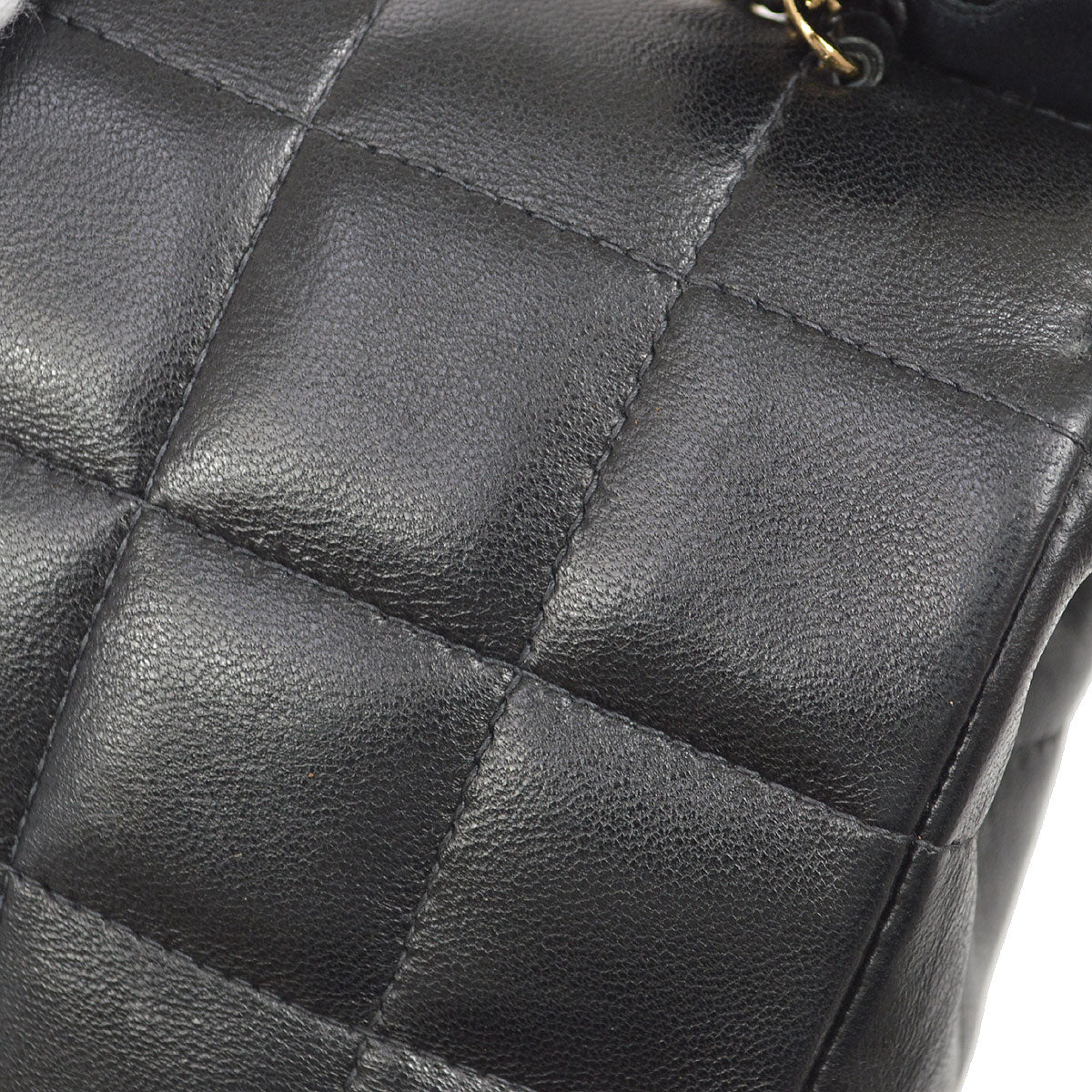 CHANEL 2003-2004 Choco Bar Flap Bag Mini Black Lambskin