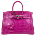 HERMES * 2012 BIRKIN 35 Porosus Lisse Rose scheherazade
