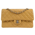 CHANEL 2000-2001 Classic Double Flap Medium SHW Beige Caviar