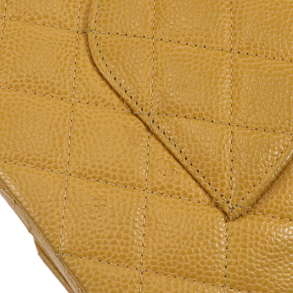 CHANEL 2000-2001 Classic Double Flap Medium SHW Beige Caviar