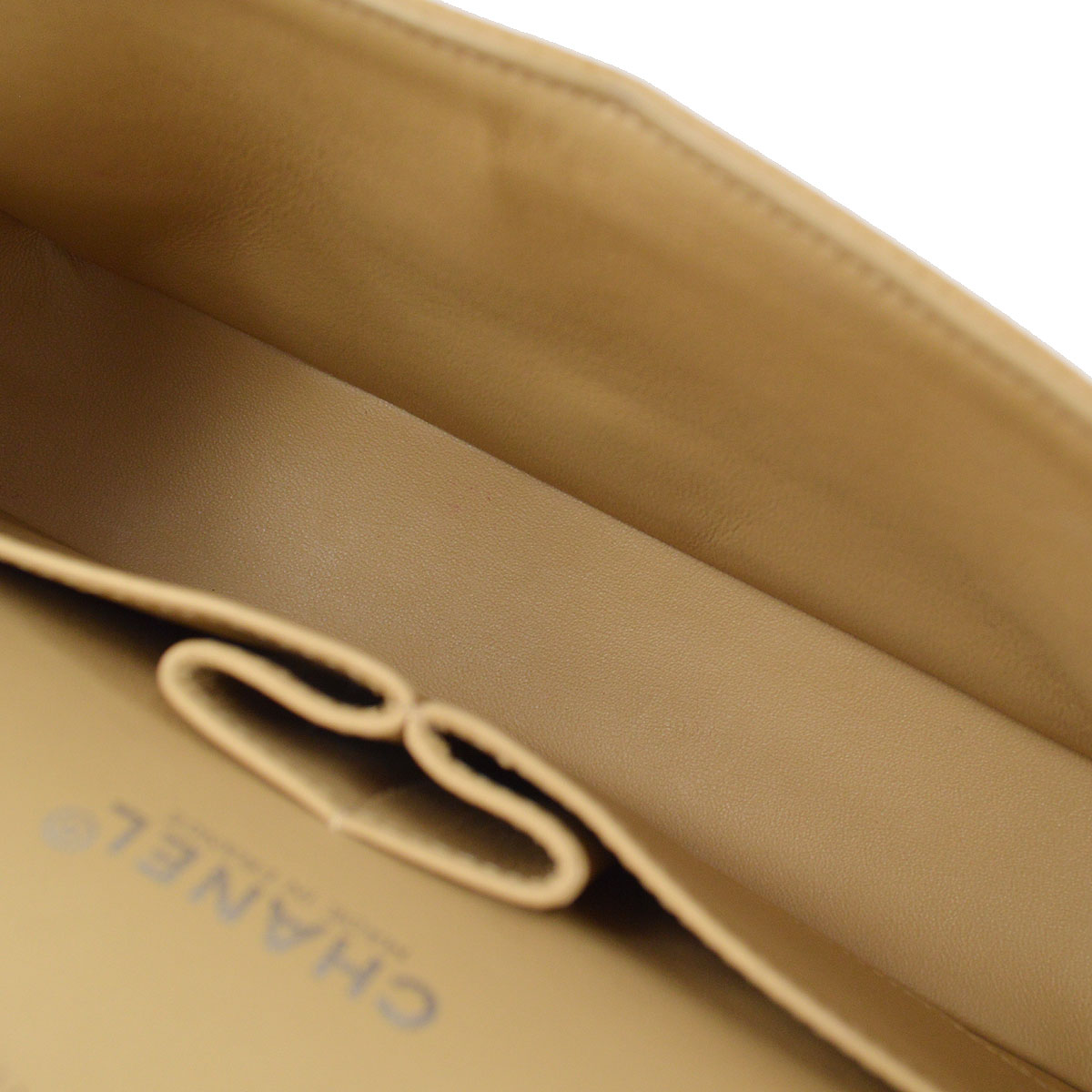 CHANEL 2000-2001 Classic Double Flap Medium SHW Beige Caviar