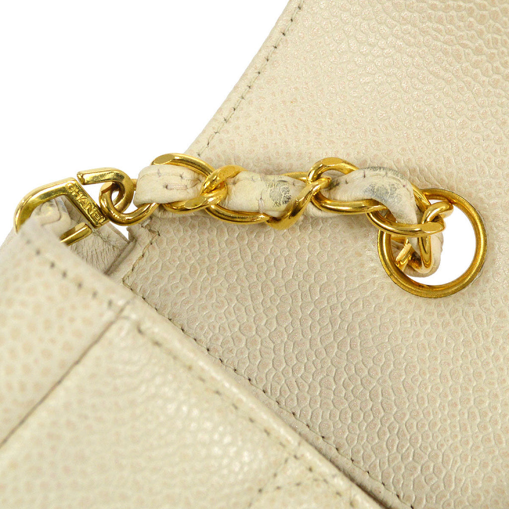 CHANEL * 1996-1997 Tall Diana Flap Medium Ivory Caviar