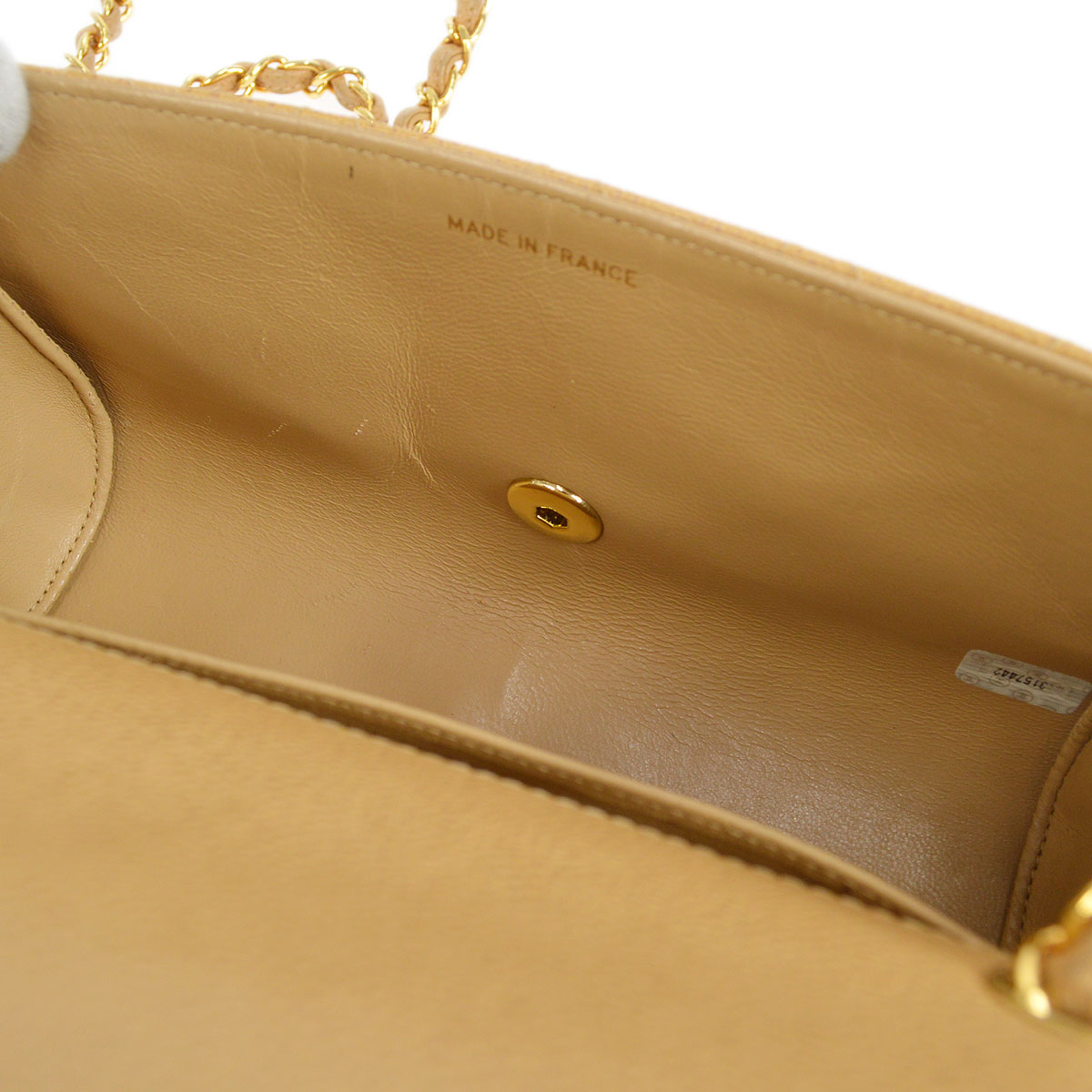 CHANEL 1994-1996 Straight Flap Small Beige Caviar