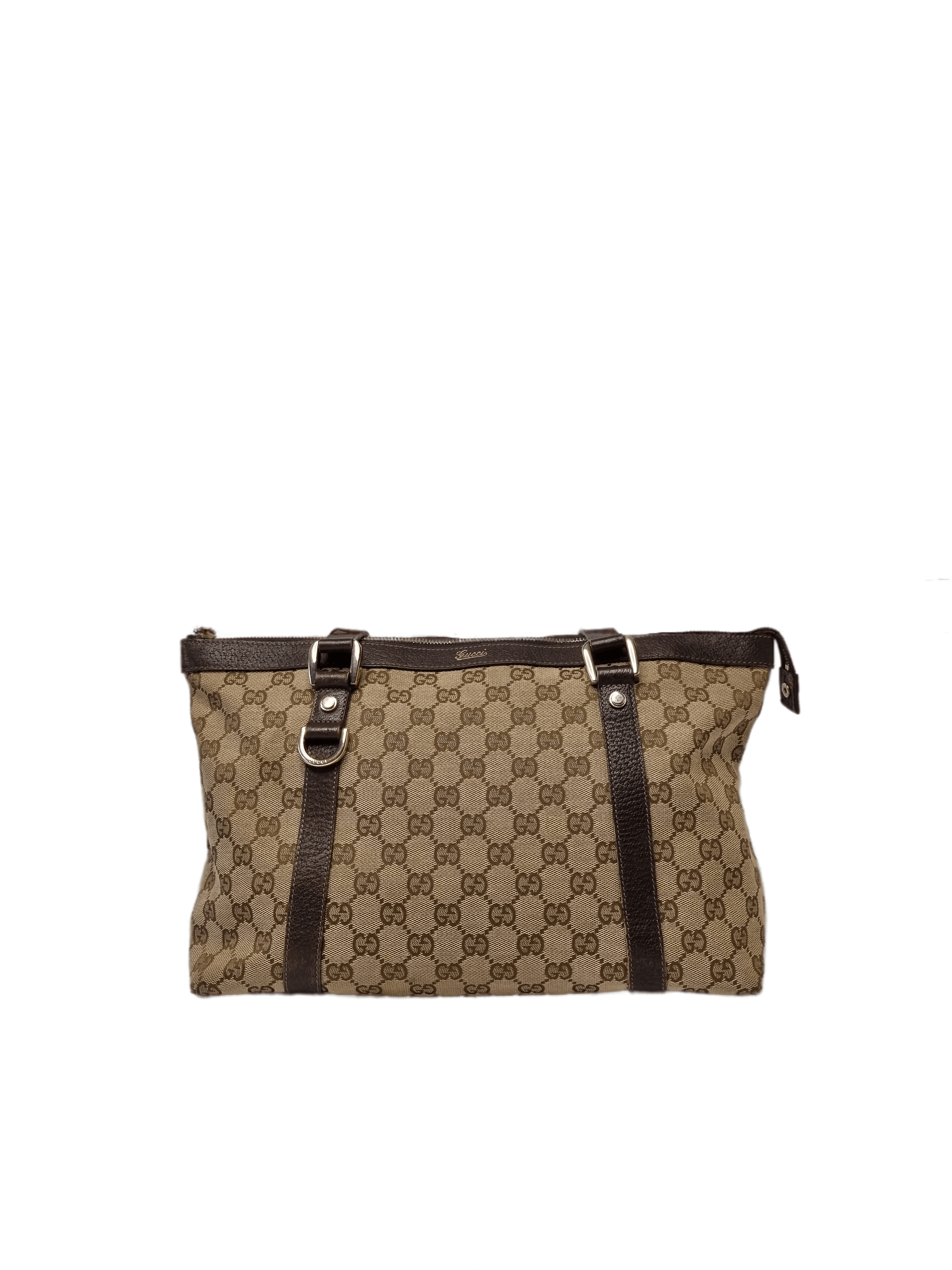 Gucci GG Beige & Dark Brown Jacquard Leather Bag