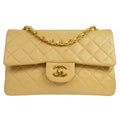 CHANEL 1989-1991 Classic Double Flap Small Beige Lambskin