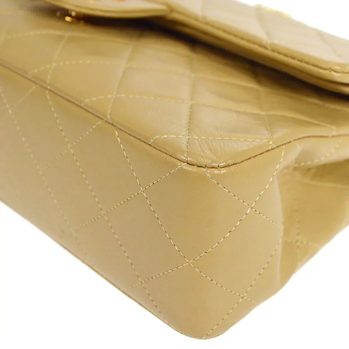 CHANEL 1989-1991 Classic Double Flap Small Beige Lambskin