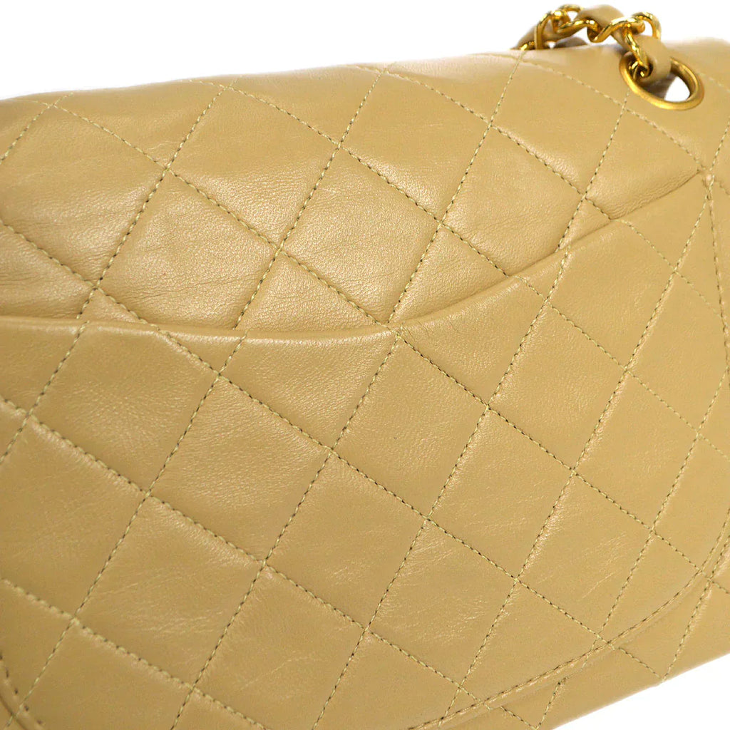 CHANEL 1989-1991 Classic Double Flap Small Beige Lambskin
