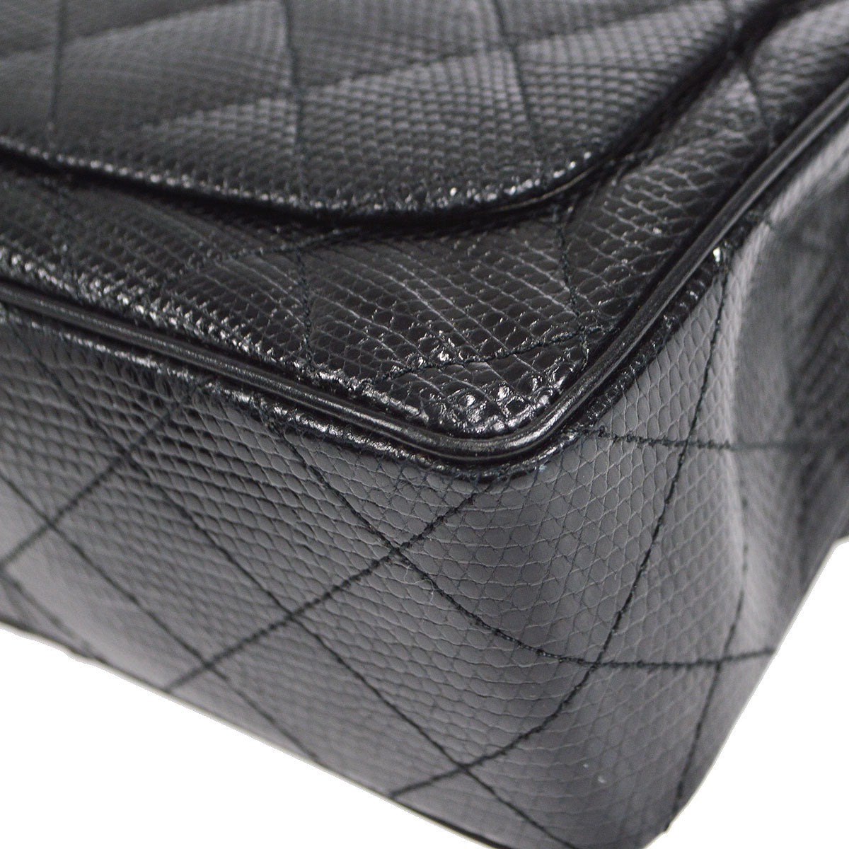 CHANEL * 1991-1994 Classic Square Flap Mini Black Lizard