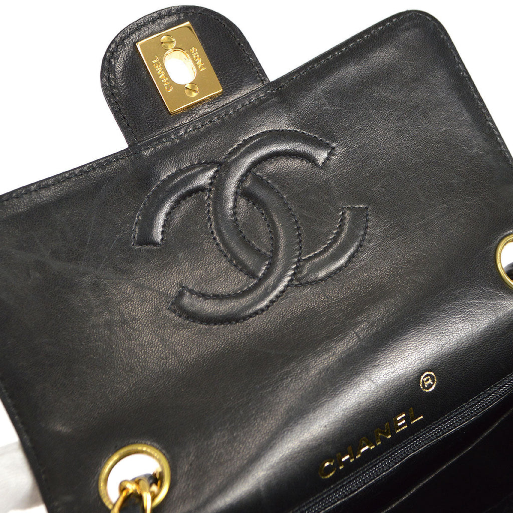 CHANEL * 1991-1994 Classic Square Flap Mini Black Lizard