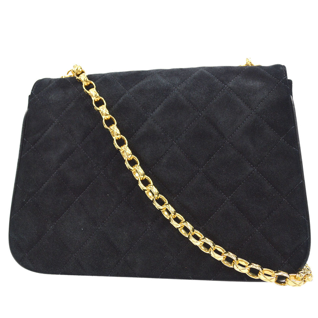 CHANEL 1991-1994 Round Flap Small Black Suede